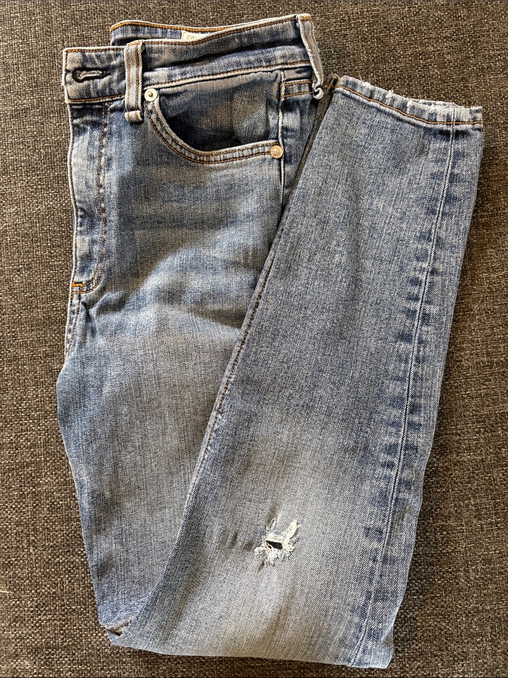 Rag & Bone Women's Straight Jeans Light Blue Wash, Nina High-Rise, zip fly